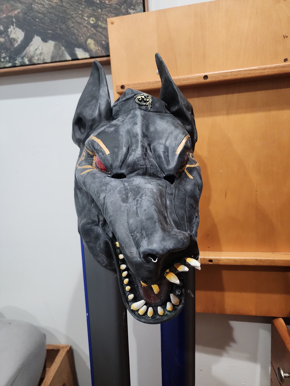 Black Anubis-Style Reptile/Animal Head Mask - Black